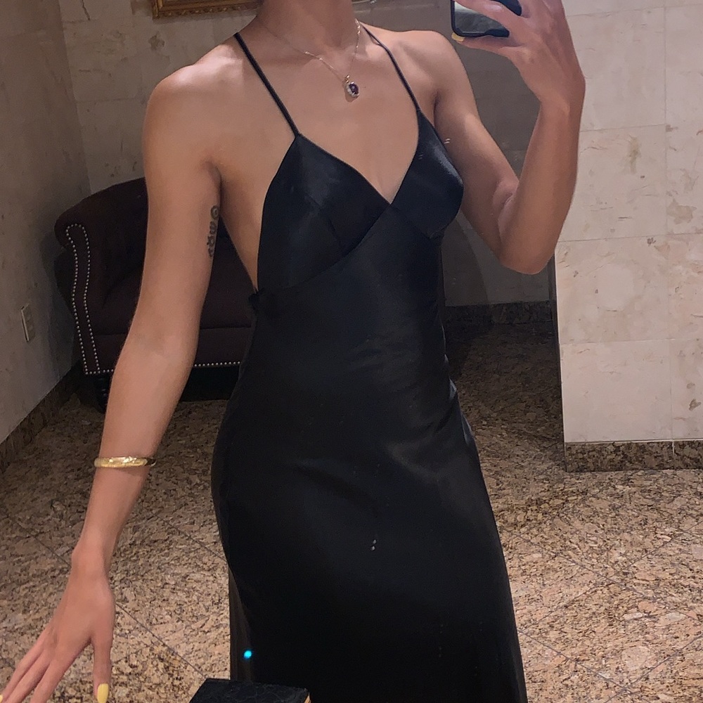 Urban Outfitters Black maxi slip dress